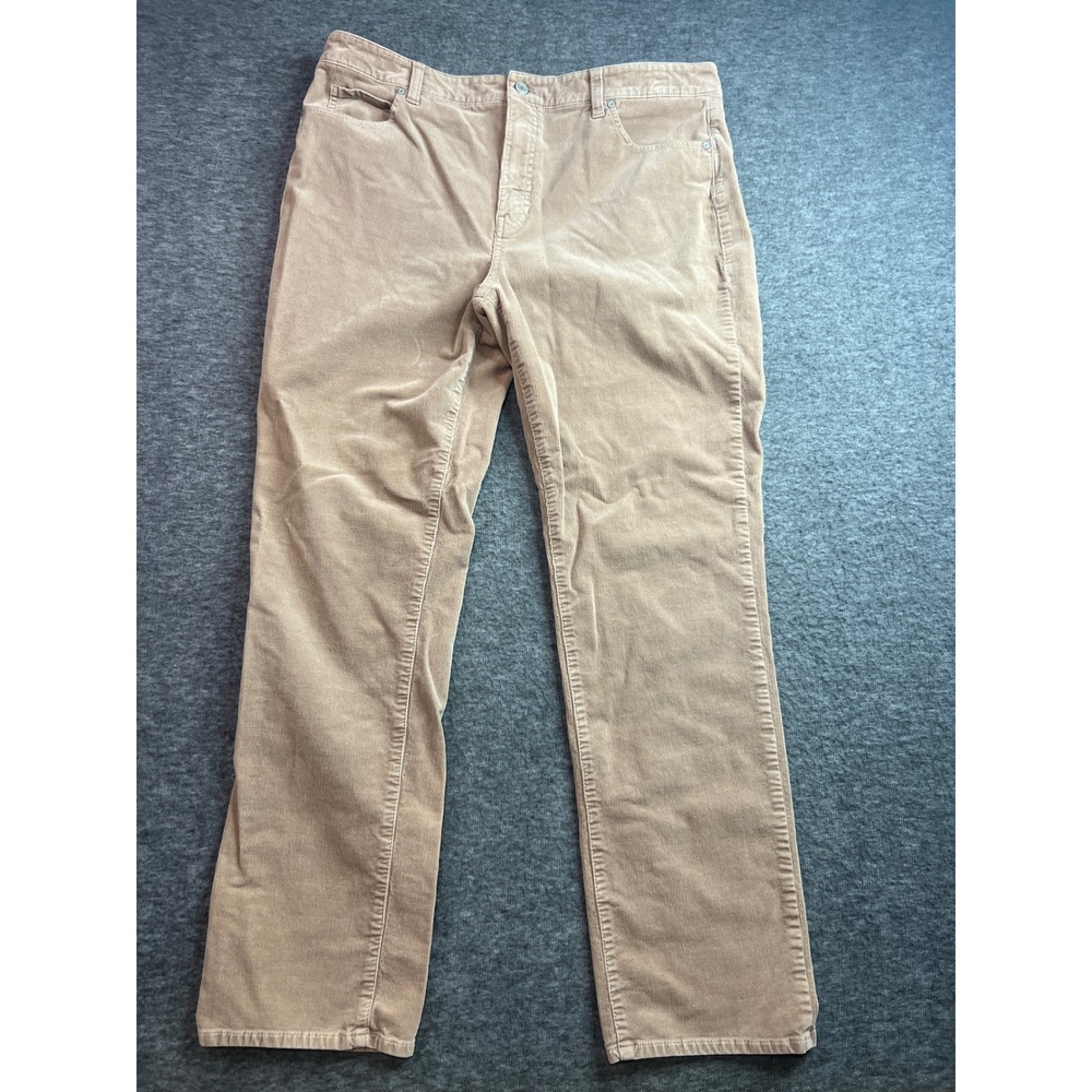 Talbots Womens 16 Tan Beige Corduroy High Waist Straight Leg Pants Classic